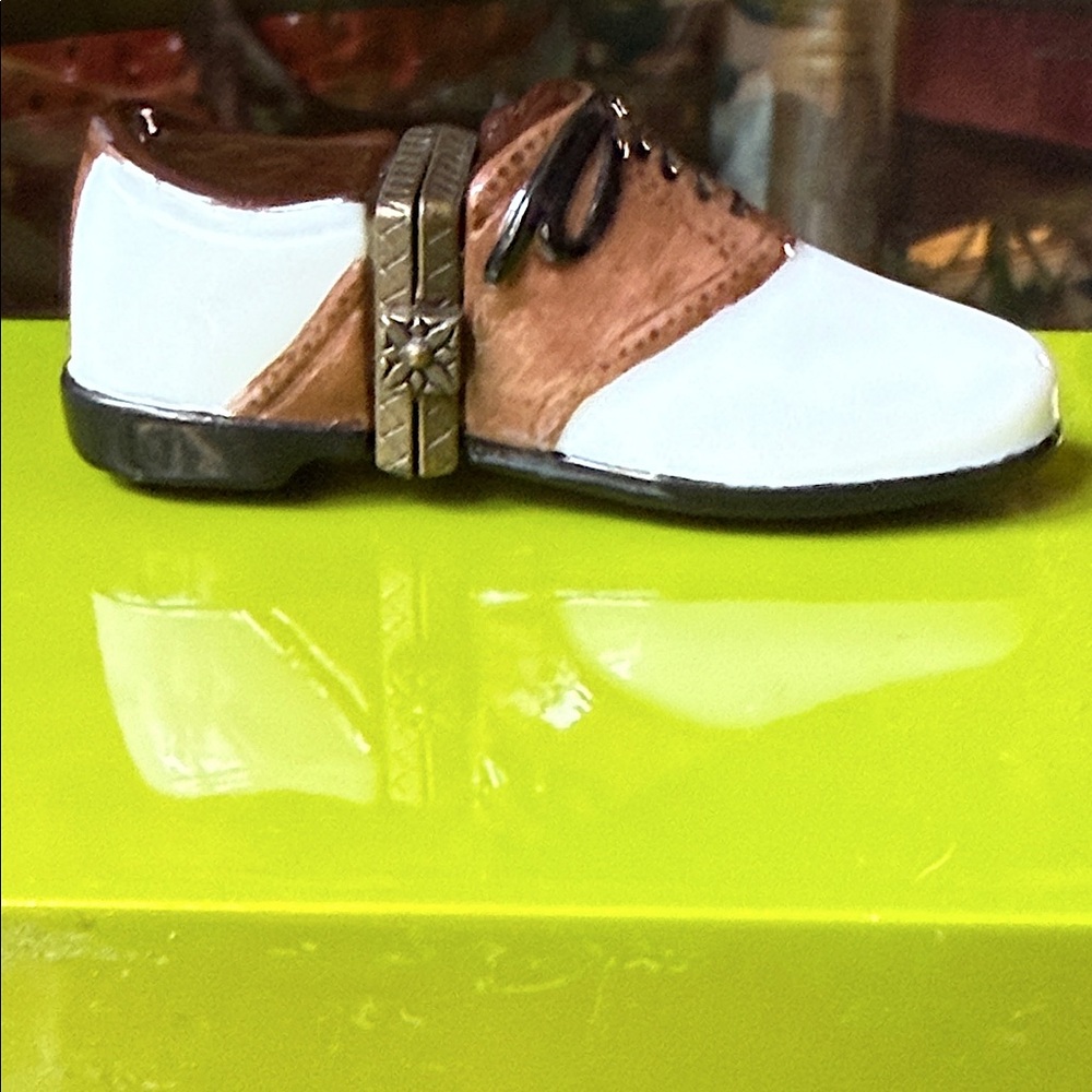 PHB vintage ceramic golf shoe miniature trinket box